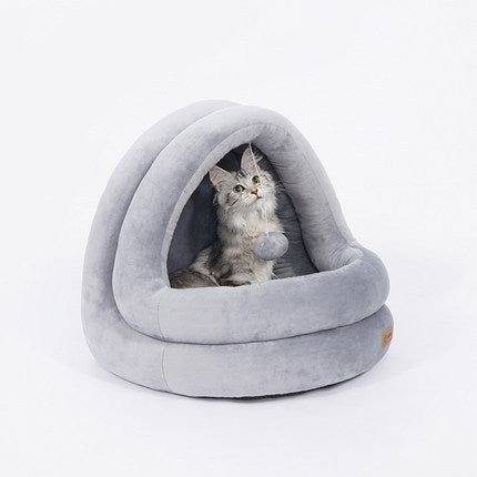 Plush Cat House Bed
