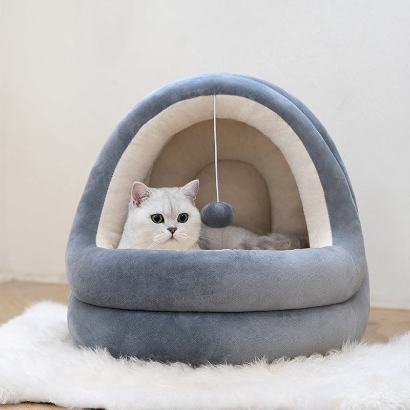 Plush Cat House Bed