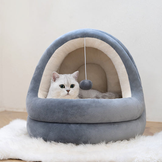 Plush Cat House Bed