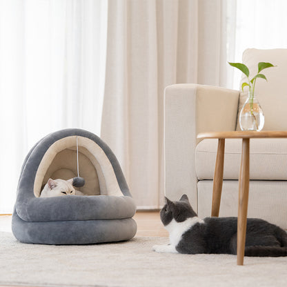 Plush Cat House Bed
