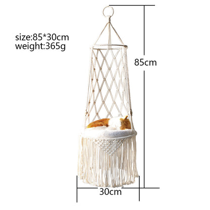 Macrame Hanging Cat Hammock